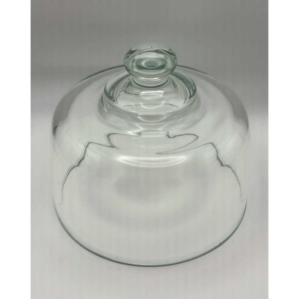 Round Wood Serving Tray w/ Floral Insert & Glass Dome Lid (Cloche) 12 in
